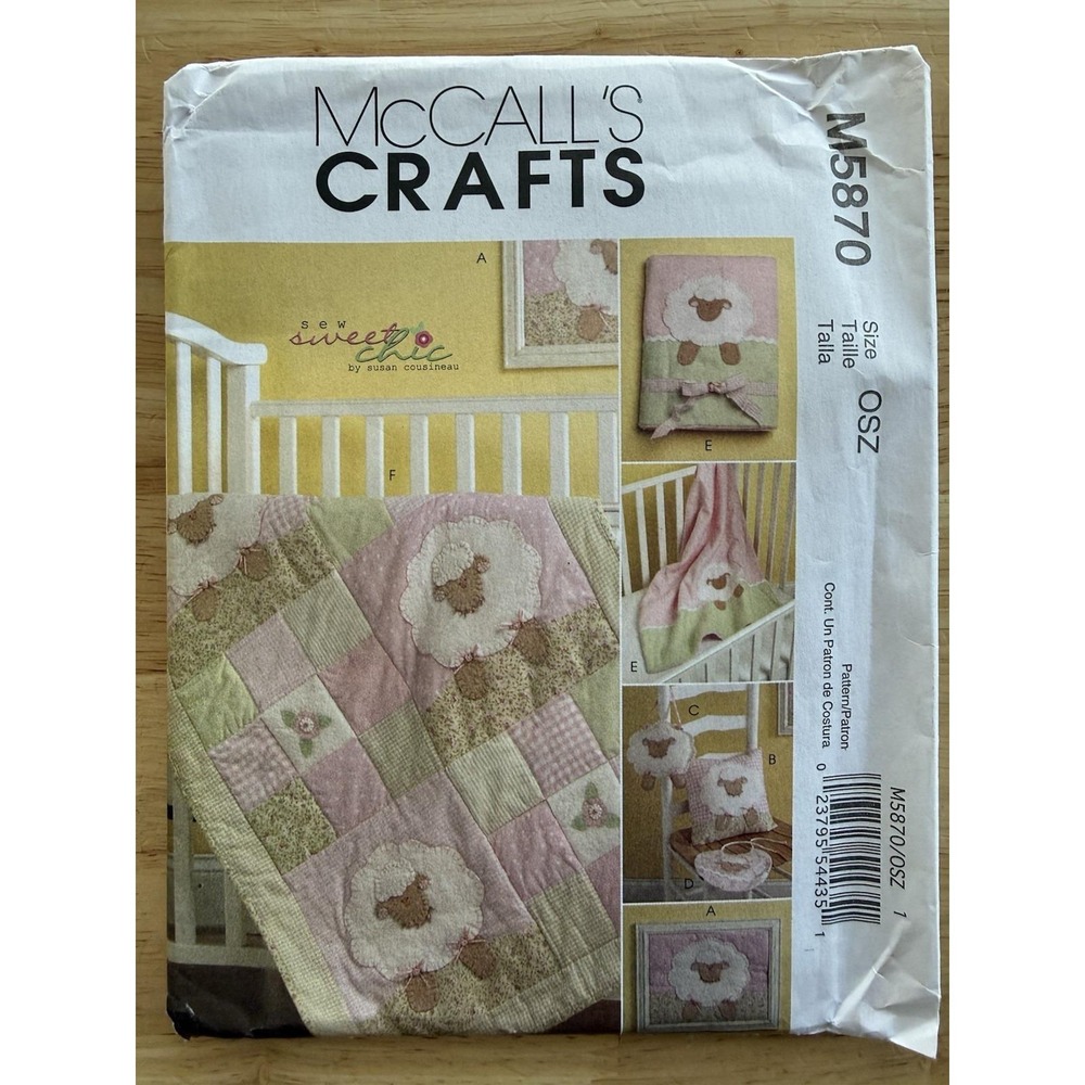 McCall's Pattern 5870 Sew Sweet Chic Susan Cousineau Quilt, Pillow, Picture, Toy
